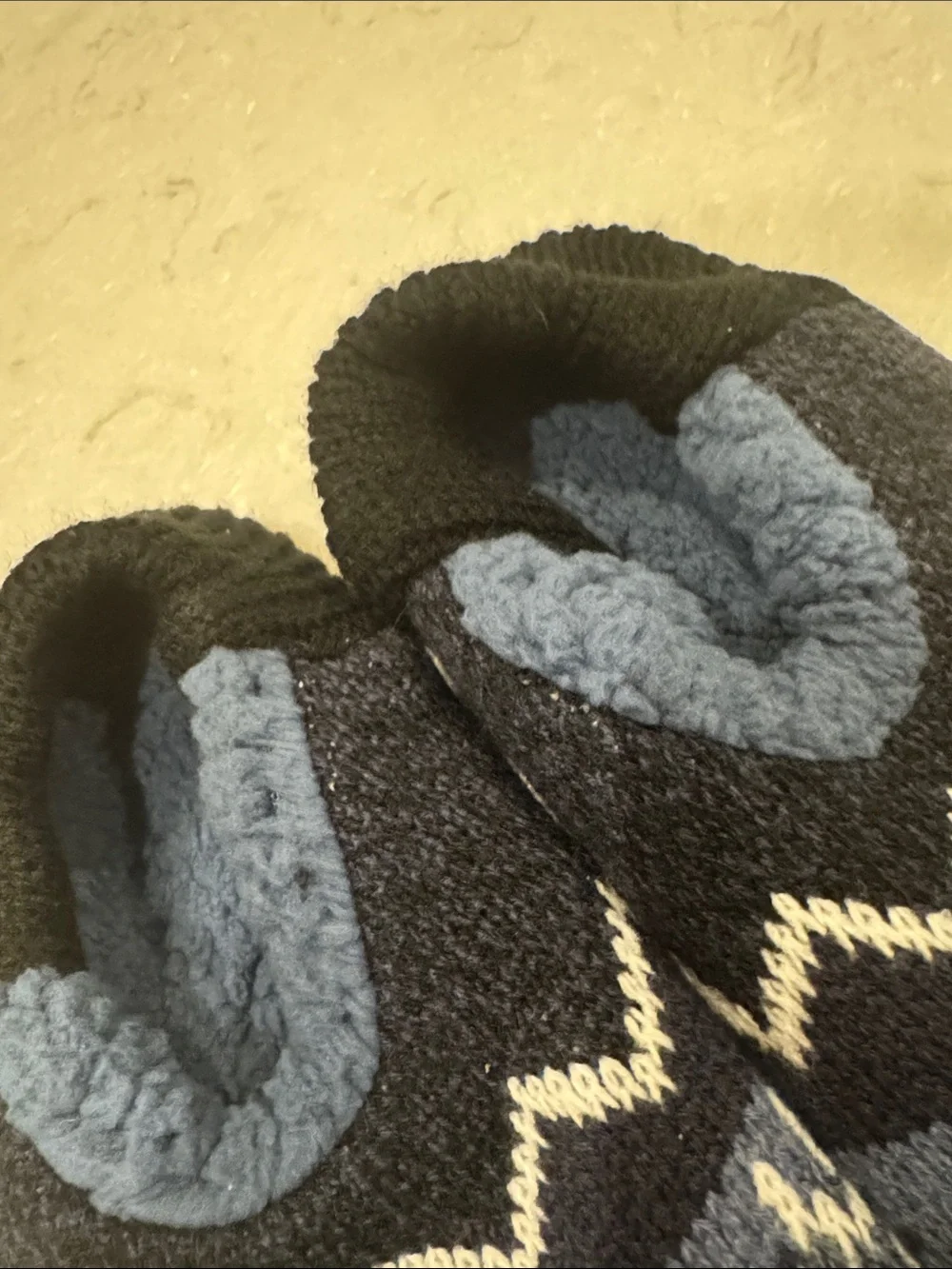 Men's (Size XL) Navy Blue Reindeer fleece Lined Slipper Socks